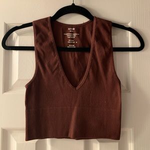 Ribbed Glassons V-Neck Crop Top